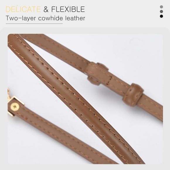 Women Skinny Leather Belt Solid Color Pearl Decoration Metal Interlock Buckle? main image 4